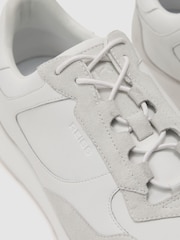 Reiss White Grant Bonded-Leather Lightweight Runner Trainers - Image 6 of 6