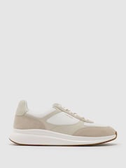 Reiss Off White Hudson Suede-Trim Runner Trainers - Image 2 of 5
