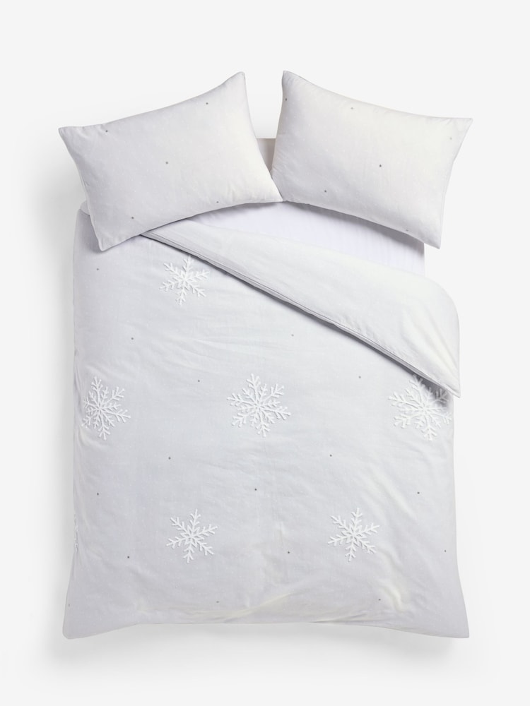 Tufted Snowflake Christmas Brushed Cotton Duvet Cover and Pillowcase Set - Imagen 5 de 5 Tufted Snowflake Christmas Brushed Cotton Duvet Cover and Pillowcase Set - Imagen 5 de 5