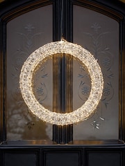 Lights4fun Clear 58cm Wire Wrapped LED Wreath Light - Image 1 of 4