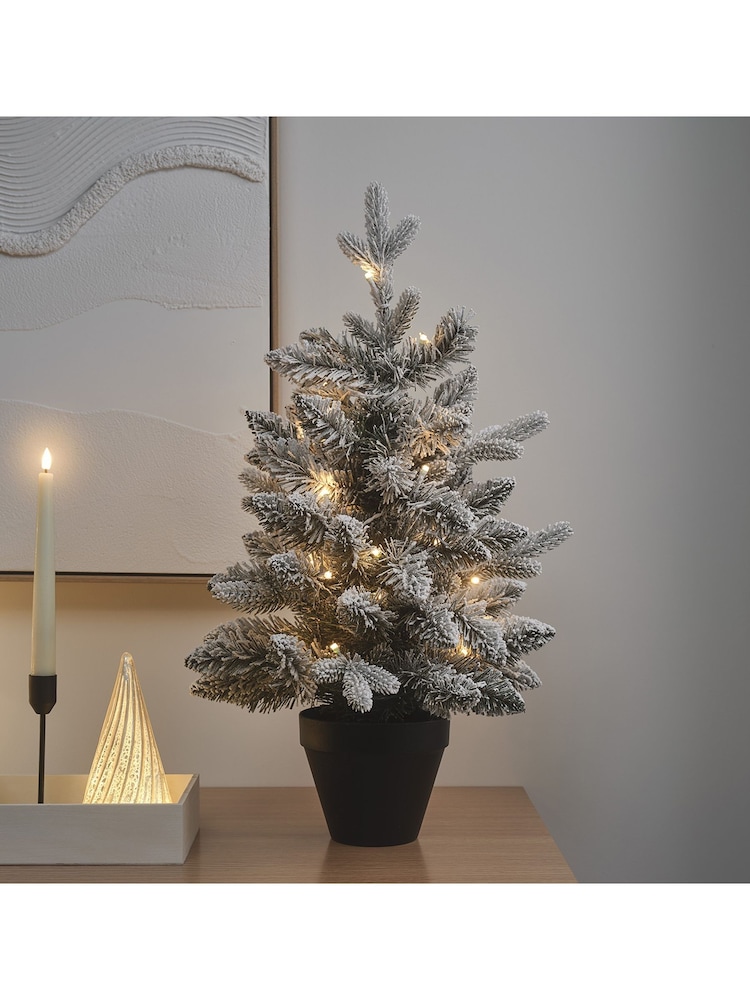 Lights4fun 60cm Pre Lit Snowy Christmas Tree - Image 1 of 4