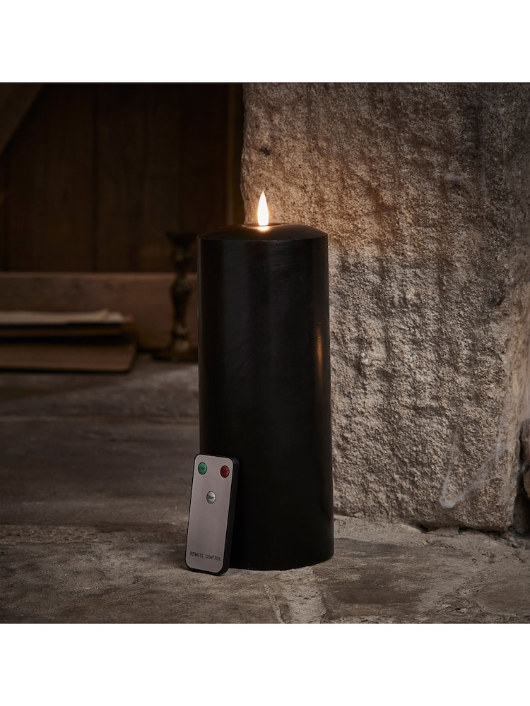 Lights4fun TruGlow® Black LED Chapel Candle 25cm - Image 1 of 2