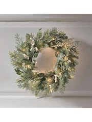 Lights4fun White and Red 50cm Pre Lit Berry Christmas Wreath - Image 2 of 3
