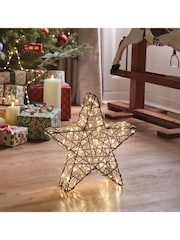 Lights4fun Brown 35cm Studley Rattan LED Star - Image 1 of 5