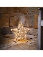 Lights4fun Brown 35cm Studley Rattan LED Star - Image 4 of 5