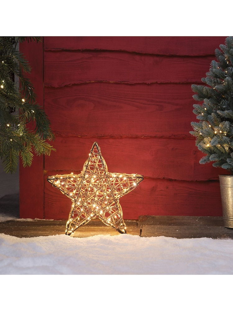 Lights4fun Brown 35cm Studley Rattan LED Star - Image 5 of 5
