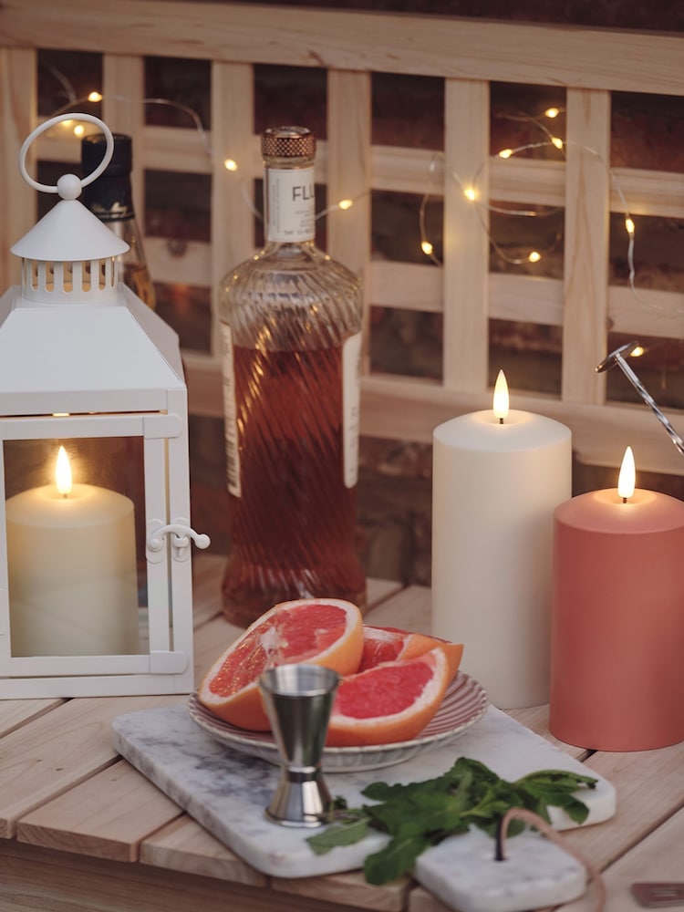 Lights4fun Perth White Garden Lantern with TruGlow® Candle - Image 3 of 3