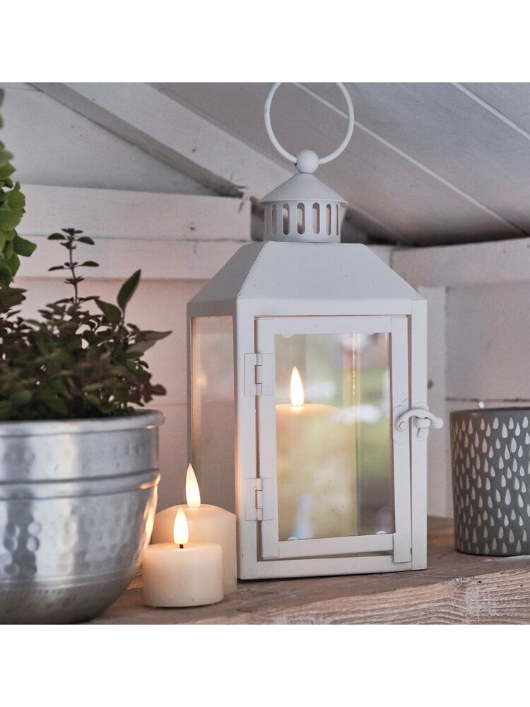Lights4fun Perth White Garden Lantern with TruGlow® Candle - Image 4 of 4