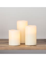 Lights4fun Ivory 3 Wax Battery Operated LED Pillar Candles - Image 1 of 3
