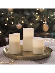 Lights4fun Ivory 3 Wax Battery Operated LED Pillar Candles - Image 2 of 3