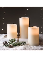 Lights4fun Ivory 3 Wax Battery Operated LED Pillar Candles - Image 3 of 3