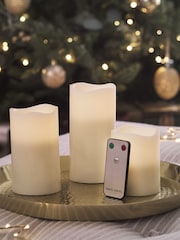 Lights4fun Ivory 3 Wax Battery Operated LED Pillar Candles - Image 5 of 5