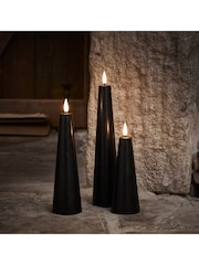 Lights4fun Brown TruGlow® Cone LED Pillar Candle Trio - Image 1 of 3