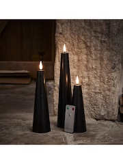 Lights4fun Brown TruGlow® Cone LED Pillar Candle Trio - Image 2 of 3