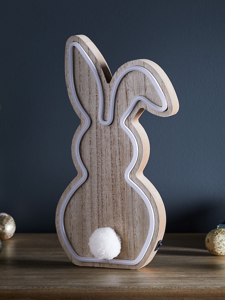 Lights4fun Natural Wooden Bunny Neon Light - Image 4 of 4