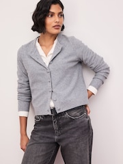Grey Marl Supersoft Crew Neck Long Sleeve Cardigan - Image 3 of 9
