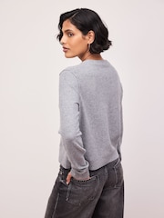 Grey Marl Supersoft Crew Neck Long Sleeve Cardigan - Image 5 of 9