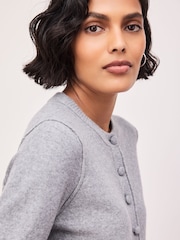 Grey Marl Supersoft Crew Neck Long Sleeve Cardigan - Image 6 of 9