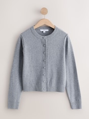Grey Marl Supersoft Crew Neck Long Sleeve Cardigan - Image 7 of 9