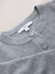 Grey Marl Supersoft Crew Neck Long Sleeve Cardigan - Image 8 of 9