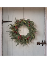 Lights4fun Clear 45cm Pre Lit Red Berry Christmas Wreath - Image 2 of 4