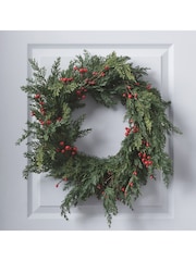 Lights4fun Clear 45cm Pre Lit Red Berry Christmas Wreath - Image 3 of 4
