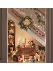 Lights4fun Clear 45cm Pre Lit Red Berry Christmas Wreath - Image 4 of 4