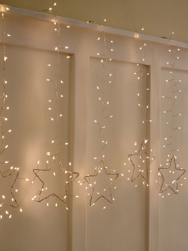 Silver Draping Stars Cluster Curtain Lights - Image 1 of 4