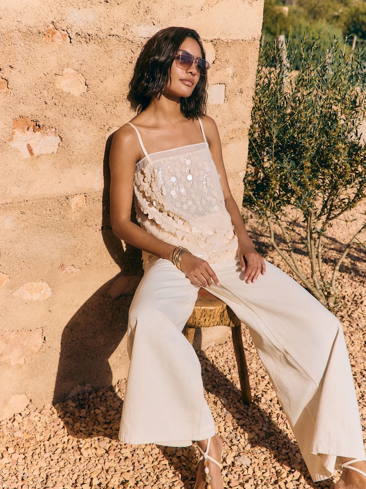 Friends Like These Cream Sequin Cami Top - Image 4 of 4