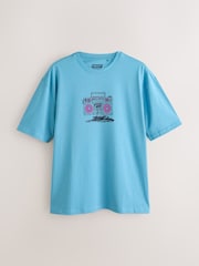 Black/Ecru/Blue Relaxed Fit Graphic Print T-Shirts 3 Pack - Image 6 of 9