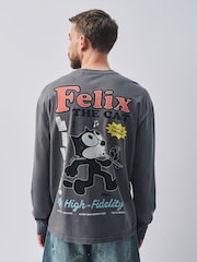 Grey Felix The Cat Long Sleeve Graphic T-Shirt - Image 1 of 4