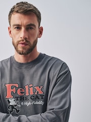 Grey Felix The Cat Long Sleeve Graphic T-Shirt - Image 2 of 4