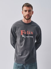 Grey Felix The Cat Long Sleeve Graphic T-Shirt - Image 3 of 4