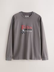 Grey Felix The Cat Long Sleeve Graphic T-Shirt - Image 5 of 9