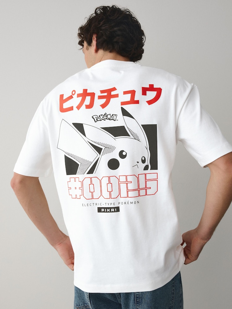 White Relaxed Fit Japanese Pokemon T-Shirt - Image 1 of 9