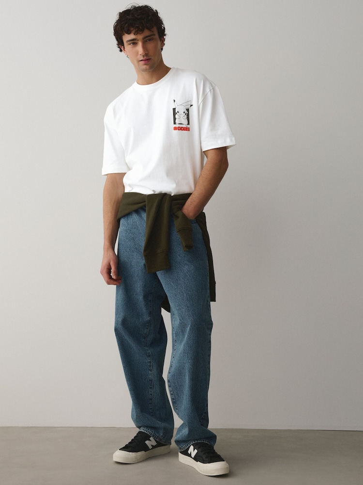 White Relaxed Fit Japanese Pokemon T-Shirt - Image 2 of 9