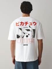 White Relaxed Fit Japanese Pokemon T-Shirt - Image 4 of 9