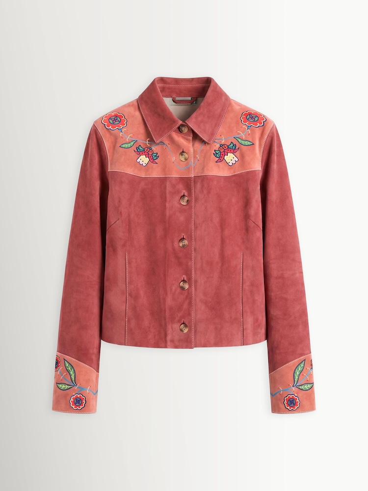 Rixo Folk Bloom Appliqué Brown Karmen Jacket - Image 1 of 1
