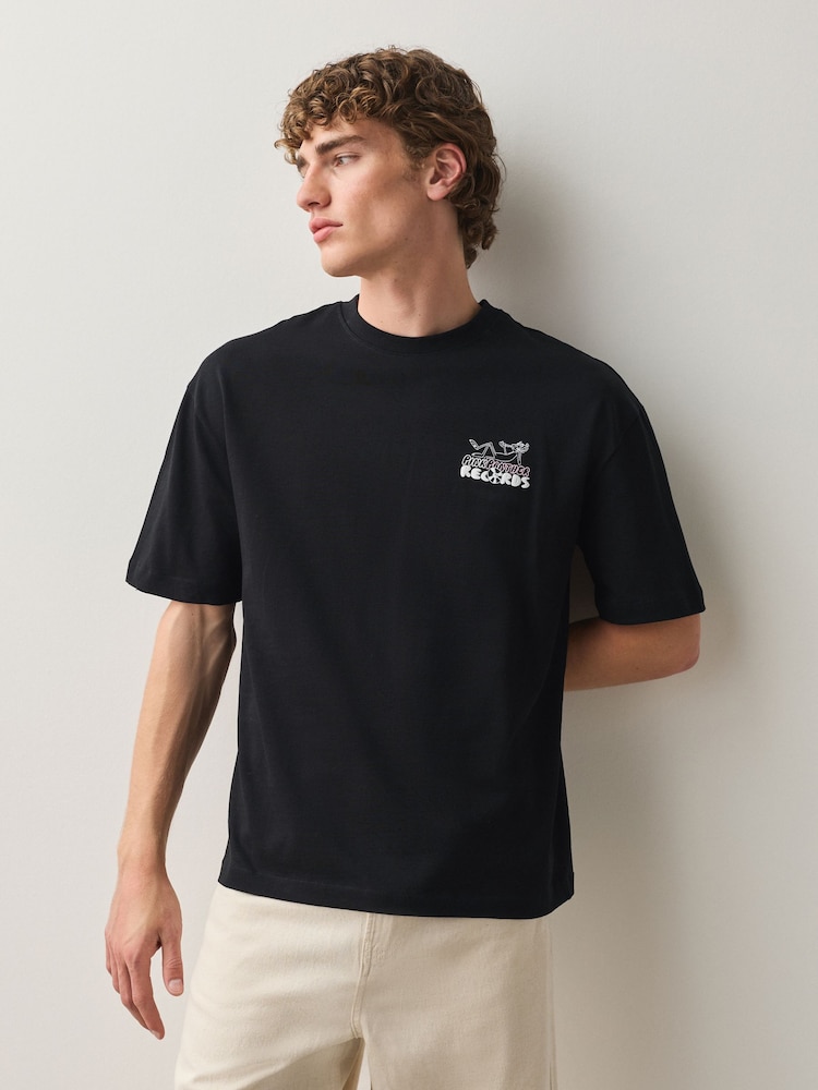 Navy Blue Heavyweight Pink Panther Graphic Navy Relaxed Fit T-Shirt - Image 2 of 9