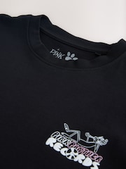Navy Blue Heavyweight Pink Panther Graphic Navy Relaxed Fit T-Shirt - Image 8 of 9