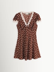Rixo Brown Cely Dress in Layla Dot - Image 1 of 1