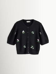Rixo Black Minta Cardigan in Summer Bud Embroidery - Image 1 of 1