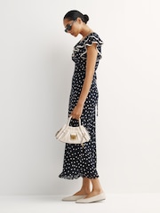 Rixo Layla Dot Navy Bethea Dress - Image 2 of 6