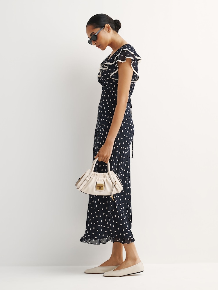 Rixo Layla Dot Navy Bethea Dress - Image 2 of 6