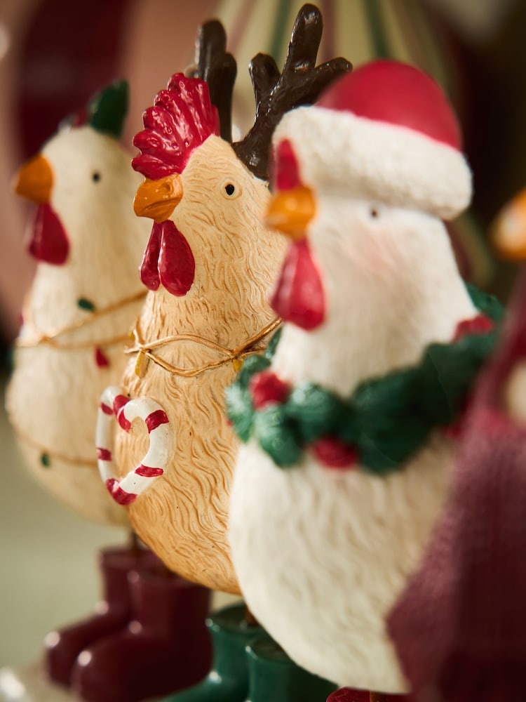Set of 4 Chicken Family Christmas Ornament - Bild 2 von 3