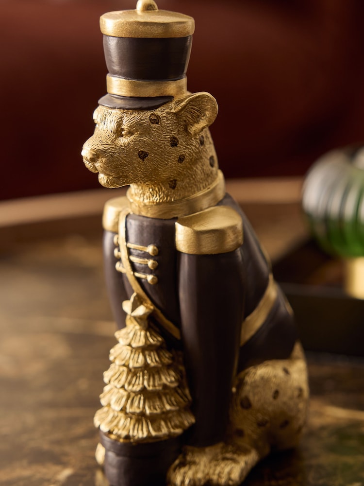 Gold Leopard Nutcracker Christmas Ornament - Image 2 of 3 Gold Leopard Nutcracker Christmas Ornament - Image 2 of 3