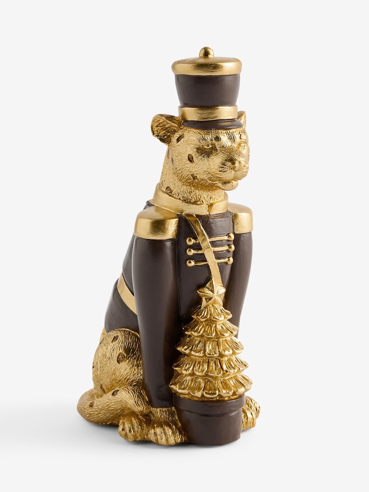 Gold Leopard Nutcracker Christmas Ornament - Image 3 of 3 Gold Leopard Nutcracker Christmas Ornament - Image 3 of 3