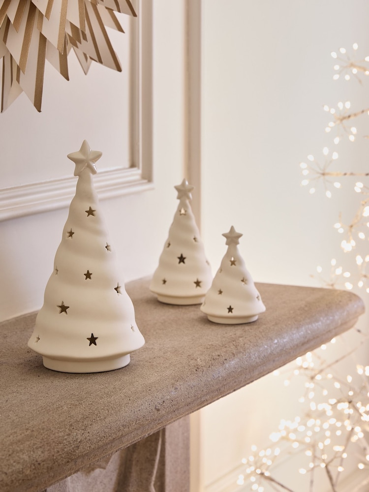 Set of 3 White Light Up Christmas Tree Ornaments - Image 2 of 4