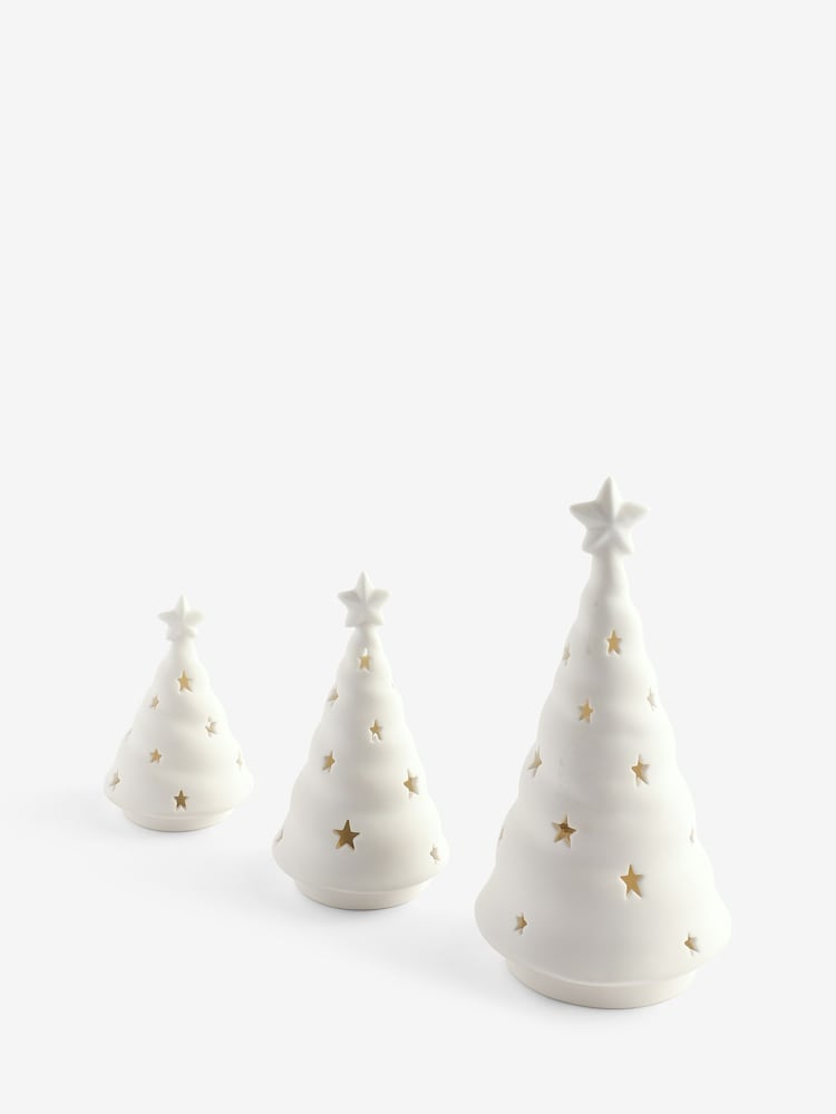 Set of 3 White Light Up Christmas Tree Ornaments - Image 4 of 4