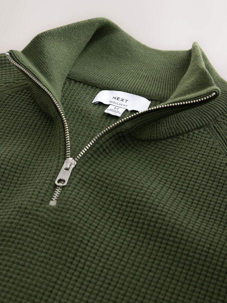 Λαδί - Essential Regular Fit Textured Quarter Zip Jumper - Εικόνα 3 του 3 Λαδί - Essential Regular Fit Textured Quarter Zip Jumper - Εικόνα 3 του 3